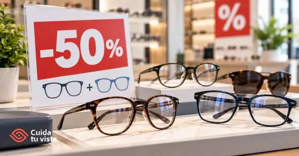 Oferta del 50% de descuento en gafas graduadas en una óptica