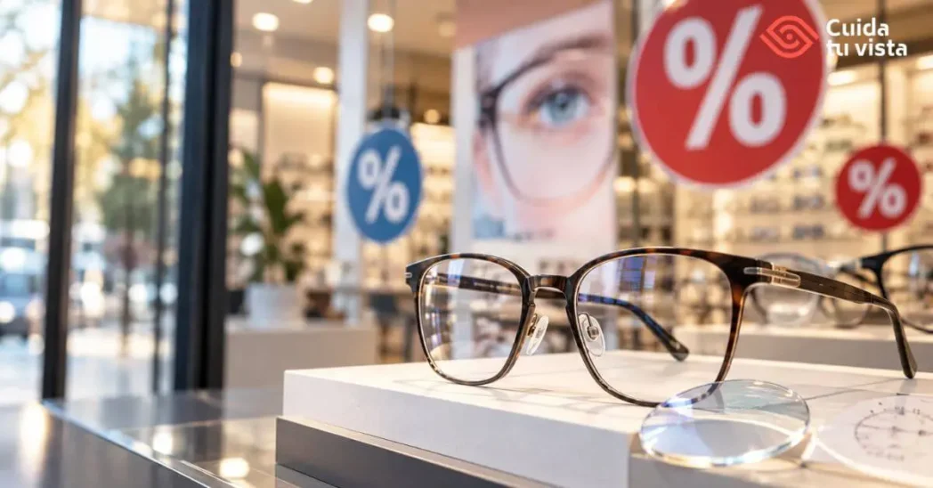 Publicidad opticas de gafas, lentillas con descuentos y promociones